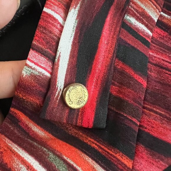 NWT Calvin Klein Sz 8 Ikat Pattern Striped Pencil Skirt Lined Chiffon - Picture 9 of 10